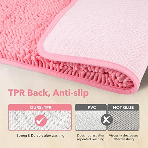 Yeaban Chenille Pink Bathroom Runner Rug 24"x72"