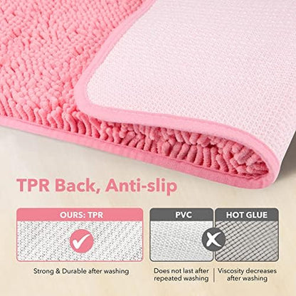 Yeaban Chenille Pink Bathroom Runner Rug 24"x72"