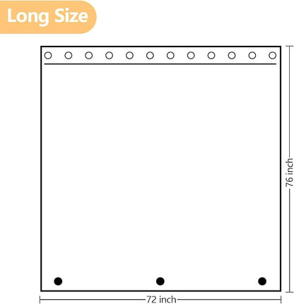 Seenus Extra Long Fabric Shower Curtain Liner Waterproof, 72 x 76 inch Washable Cloth Shower Liner with 3 Weighted Magnets, Neutral White Minimalist Shower Curtain Long