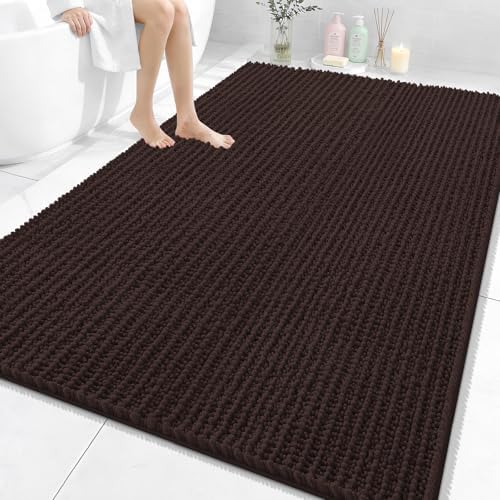 OLANLY Large Bathroom Rugs 70x46, Thick Soft Absorbent Chenille Bath Rugs