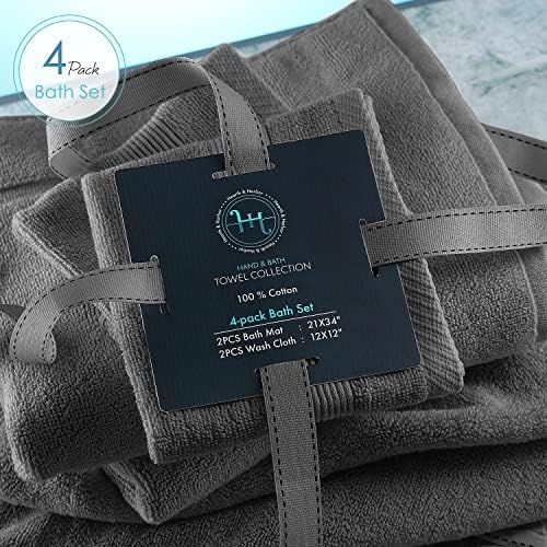 Hearth & Harbor Bath Towels - 100% Ring Spun Cotton Luxury Towels - Ultra Soft & Highly Absorbent, Bathroom Towels, Floor Mat - Dark Gray