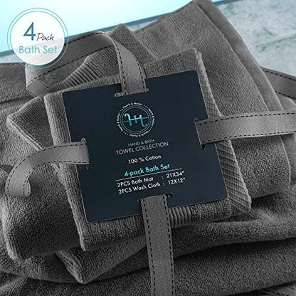 Hearth & Harbor Bath Towels - 100% Ring Spun Cotton Luxury Towels - Ultra Soft & Highly Absorbent, Bathroom Towels, Floor Mat - Dark Gray