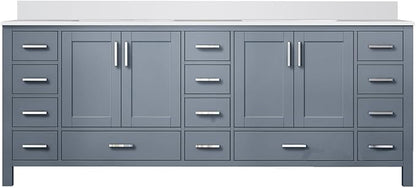 Jacques 84 in. W x 22 in. D Dark Grey Double Bath Vanity and White Quartz Top