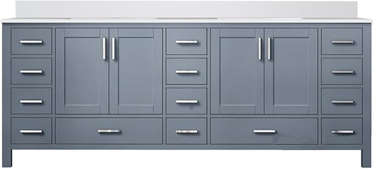 Jacques 84 in. W x 22 in. D Dark Grey Double Bath Vanity and White Quartz Top