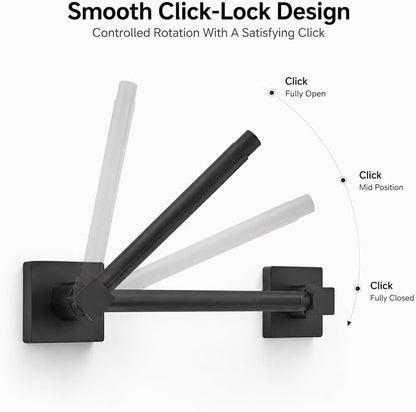 Matte Black Toilet Paper Holder Wall Mount, Bathroom Toilet Paper Holder for SUS 304 Stainless Steel, Double Post Pivoting Square Toilet Paper Roll Holder for Bathroom RV Paper Towels for TP
