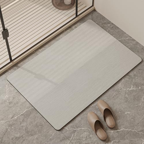 Mecko Bath Mat Ultra Thin Light Grey, 17"x27.5"