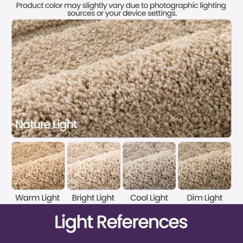 DEXI Square Bathroom Rug 26x26, Non-Slip and Absorbent Bath Mat, Beige