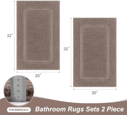 SHACOS Soft Microfiber Coffee Bathroom Rugs Sets 2 Pieces 32x20 inch