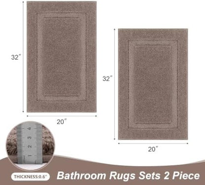 SHACOS Soft Microfiber Coffee Bathroom Rugs Sets 2 Pieces 32x20 inch