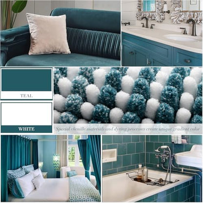 BSICPRO Bathroom Rugs Sets 2 Piece, Non Slip Striped Bath Mats, Teal