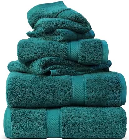 SUPERIOR Egyptian Cotton Ultra Plush & Absorbent, 6 Piece Set, Teal