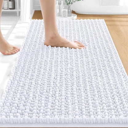 OLANLY Bathroom Rugs 34x21, Thick Soft Absorbent Chenille Bath Rugs