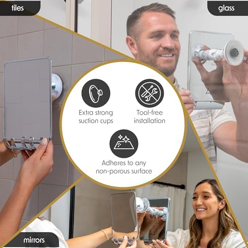 Luxo Shower Mirror Fogless for Shaving, Shower Shaving Mirror - Chrome