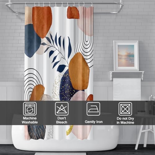 Boho Navy Blue Shower Curtain for Bathroom 72x84 Inch