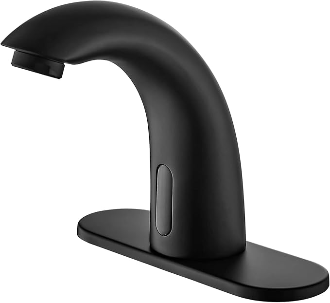 Touchless Bathroom Sink Faucet - Automatic Motion Sensor - Battery Operated for Commercial Lavotory Bathroom, Matte Black