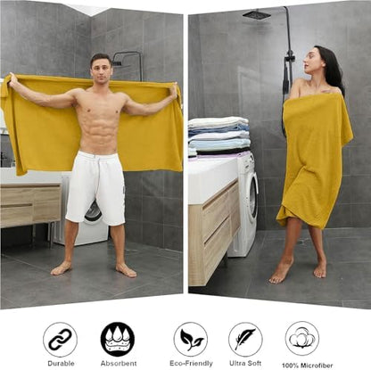 Smuge Extra Large Bath Towel Sheet Set 35x70 Inches - Oversized Bath Towels Set,Jumbo Large Microfiber - Quick Dry,Super Soft,Highly Absorbent Towel Set for Bathroom,Hotel,SPA,Pack of 4(Sweet Yellow)