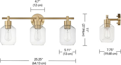 Globe Electric 51638 3-Light Vanity All-in-One Bathroom Set, 5 Piece Gold Finish