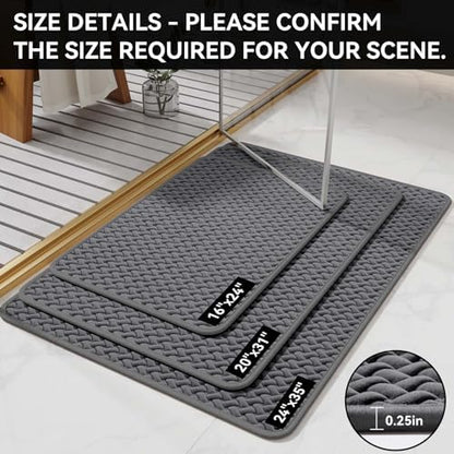 YDKGL Bathroom Rugs Non Slip, Foam Weave Texture Bath Mat, Grey 24x35