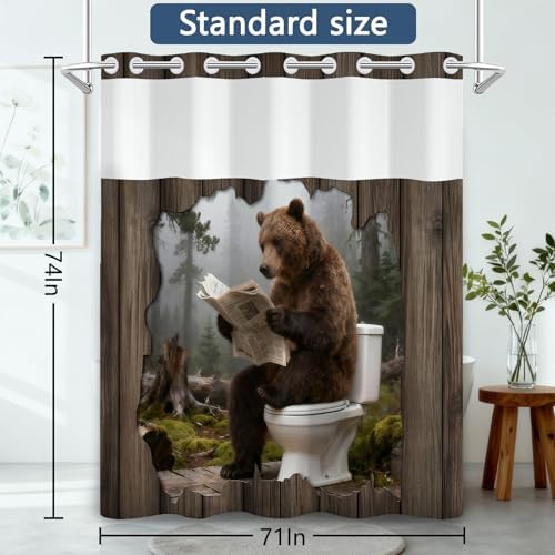 No Hook Shower Curtain with Liner 71x74 Inch