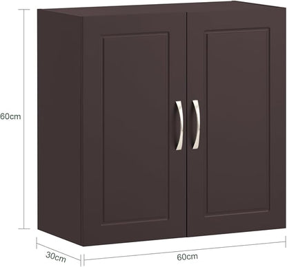 SoBuy Wall Cabinet, Bathroom Storage, 23.6 x 11.8 x 23.6 in, MDF, Brown | Standard Floating Wall Storage Cabinet With Flexible Shelf Layout, Universal Cabinet For Daily Home General Storage
