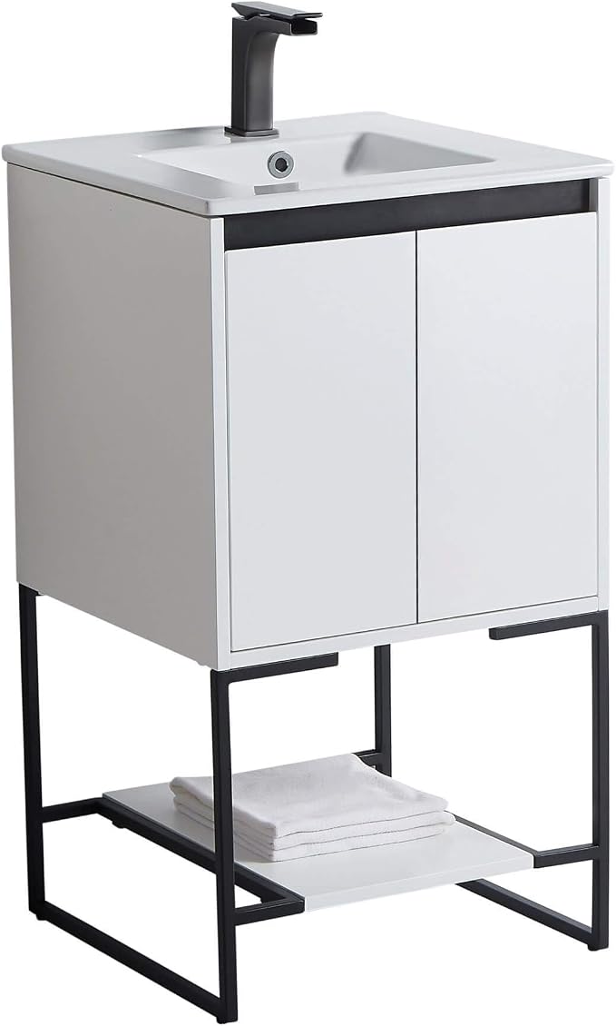 20 Inch Bathroom Vanity with Sink - Modern Knob Free Design, Elegant Space-Saving Solution for Your Bathroom - Durable, Bathroom Vanities for a Contemporary Look - Urbania Collection