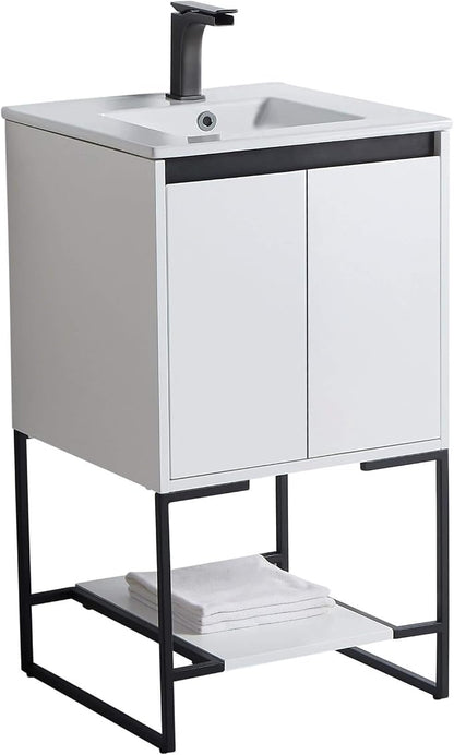 20 Inch Bathroom Vanity with Sink - Modern Knob Free Design, Elegant Space-Saving Solution for Your Bathroom - Durable, Bathroom Vanities for a Contemporary Look - Urbania Collection