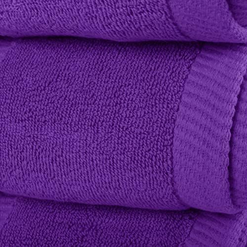 BY LORA 8-Pc Cotton Towel Set, Quick Dry Hotel Bath Hand Washcloths, Purple