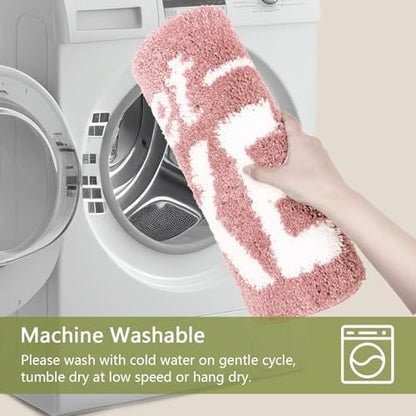 Small Get Naked Bathroom Rugs - Funny Bath Mats Non Slip Cute Carpet for Bathroom Floor Decor Water Absorbent Bath Rugs for Sink Bathtub and Shower Pink 16" x 24"