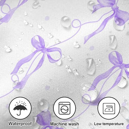 Purple Bow Shower Curtain for Bathroom Decor, Teen Girls Theme, 72x72In