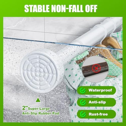 Ausemku Shower Curtain Rod Tension - 32-80 Inch Never Rust Non-Slip Spring Tension Curtain Rod No Drilling Stainless Steel Curtain Rod Use Bathroom Kitchen（White）