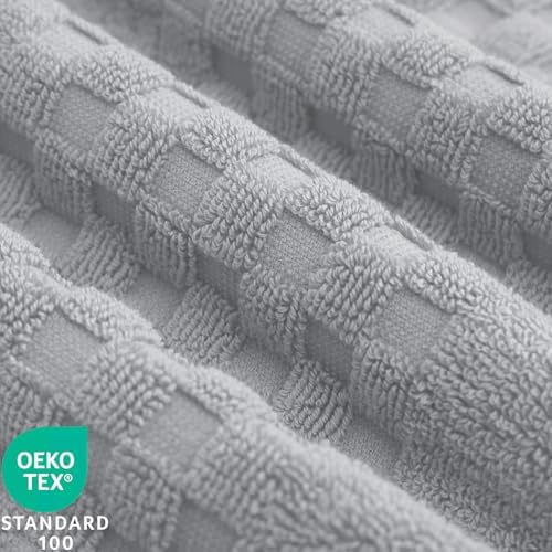 Feather & Stitch 100% Cotton 625 GSM Bath Towel Set of 6, Ultra Soft Highly Absorbent 2 Bath Towels, 2 Hand Towels & 2 Washcloth - Luxury Quick Dry Shower Towels (Grey)