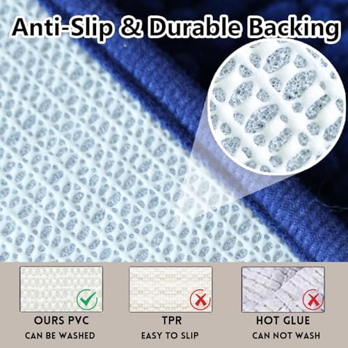 Bathroom Rugs Sets 2 Piece Chenille Bathroom Rugs,Extra Thick and Absorbent,Strong PVC Non-Slip Underside, Machine Washable, Dry Quckily, Soft Cozy Plush for Toilet,Bedroom (Navy Blue)