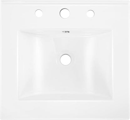 JONATHAN Y SNK1000A Ancillary 3-Hole 20 in. W x 18.25 in. D Classic Contemporary Rectangular Ceramic Single Sink Basin Vanity Top, White