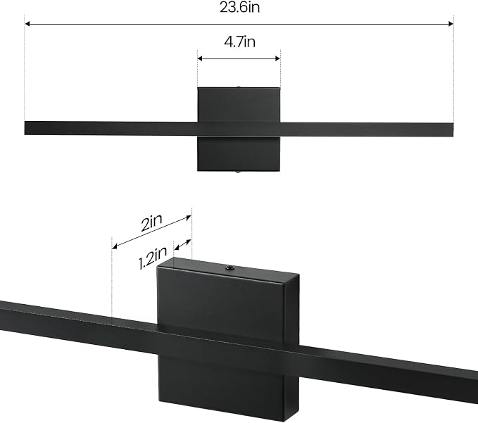 Epinl Black Bathroom Vanty Light for Bathroom 24 inch 14W Dimmable 5CCT Bathroom Lighting Fixtures Over Mirror, Modern Black LED Vanity Light Bar