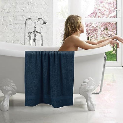 GLAMBURG 700 GSM Premium Cotton 2-Pack Oversized Extra Large Bath Sheet Set - 100% Combed Cotton - 2 Bath Sheets 35x70 - Luxury Hotel & Spa Quality - Durable Ultra Soft Highly Absorbent - Mineral Blue