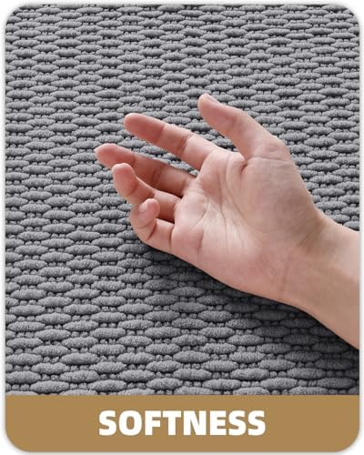 Color&Geometry 17"x47" Chenille Boho Bathroom Rug with Rubber Backing,Dark Grey