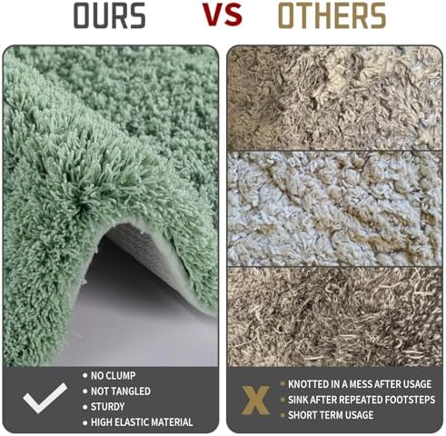 Yimobra U Shaped Toilet Bath Rug, Fluffy Plush, Super Shaggy Soft Non Slip, Water Absorbent Microfiber Bath Mat, Dries Quickly, Machine Washable Thick Bathroom Rugs, 20"x 24", Pure Light Green