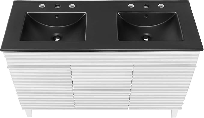 Modway Render 48" Double Bathroom Vanity in White Black