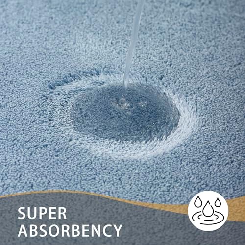 MINIDEAR Bathroom Rugs 24x17 Light Blue - Thick Memory Foam Bath Mat, Ultra Soft & Plush Non-Slip, Quick Dry, Absorbent Washable Floor Microfiber Mat for, Home Decor Accessories