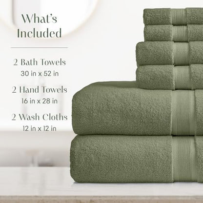 Springtree Home Luxury Bamboo Rayon Bath Towel Set | 6-Piece Set | Lily Pad