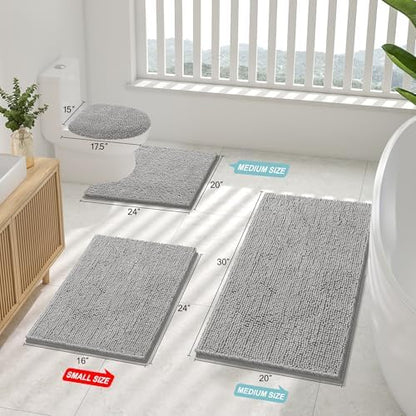 Smiry Bathroom Rugs 47X17, Luxury Chenille Extra Soft Absorbent Bath Mat