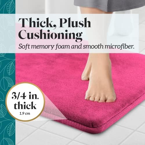 Memory Foam Bath Mat Non Slip Absorbent Super Cozy Velvet Bathroom Rug Carpet (60 inches X 17 inches, Fuschia)
