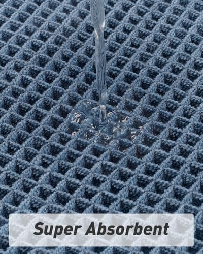 Blue, Quick Dry Washable Bathroom Rugs, Extra Soft Decorative Bath Rugs for Bathroom Floor, Beside Tub and Shower