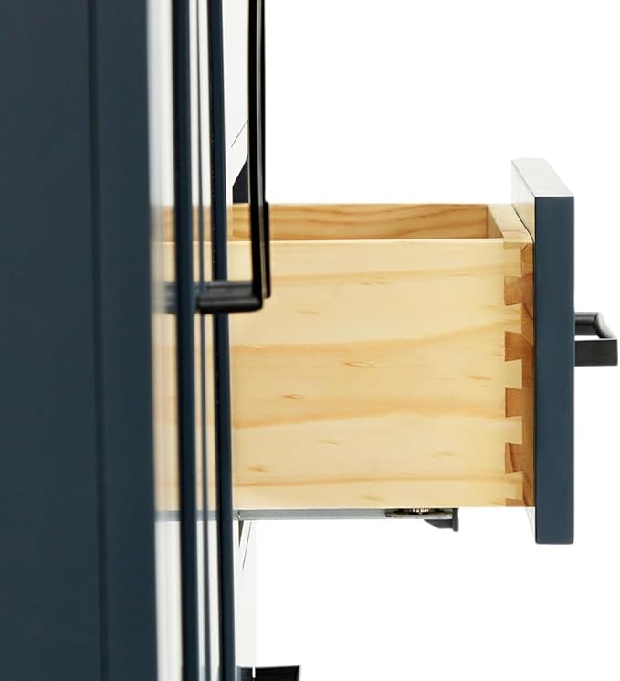 ARIEL Hepburn 36-inch Bathroom Vanity Base Cabinet,Solid Wood, 2 Soft Closing Doors, 5 Dovetail Drawers, Midnight Blue