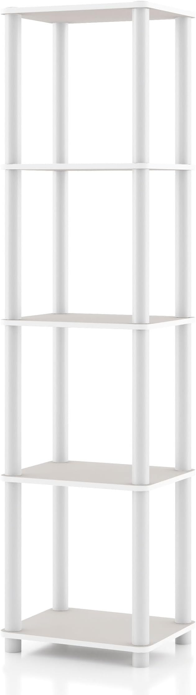 Homes: Inside + Out Apexa Modern 5-Tier Narrow Shelving Units, Collectibles Display Shelves, Easy Assembly Standing Shelf, Home Storage Organizer for Living Room, Bedroom, Office, Taupe Grey