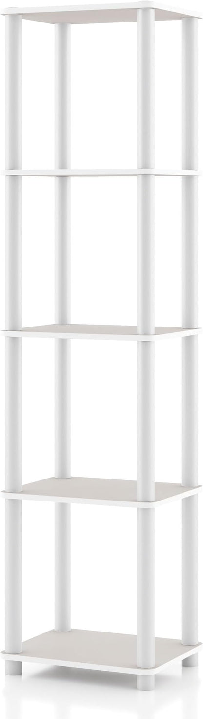 Homes: Inside + Out Apexa Modern 5-Tier Narrow Shelving Units, Collectibles Display Shelves, Easy Assembly Standing Shelf, Home Storage Organizer for Living Room, Bedroom, Office, Taupe Grey