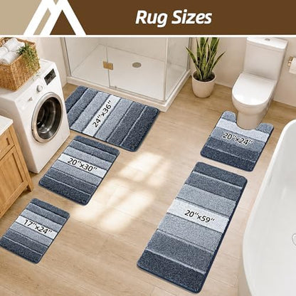 COSY HOMEER Bathroom Rugs 59x20,Ultra Soft Absorbent Bath Mat,Dark Blue