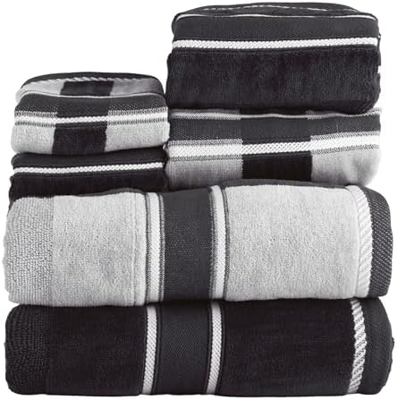 Lavish Home Bathroom Towels Set, Bathroom Accessories, Charcoal, Set of 6
