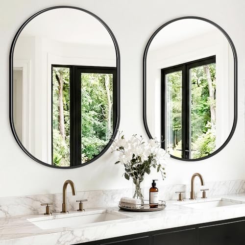 Oval Bathroom Mirror, 2 Pack 24"x36" Black Vanity Mirror for Over Sink