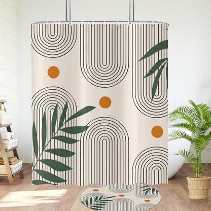 deFouliao Boho Shower Curtain, Modern Abstract Arch Waterproof Shower Curtain for Bathroom Bathtub Home Curtain Decor with Hooks, Machine Washable, 72''Wx72''L